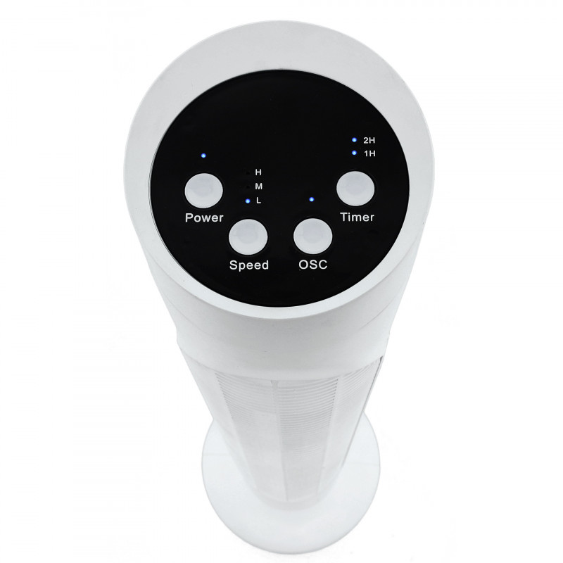 Вентилатор кула Elite ETTF-0331, 50W, 3 скорости, Таймер, LED, Тиха работа, Дистанционно, Бял