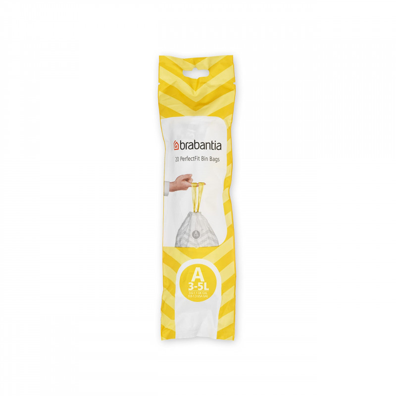 Торбички за кош Brabantia PerfectFit Sort&Go/Touch 647033, Размер A, 3-5 л, 20 броя, Бял