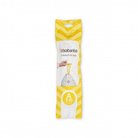 Торбички за кош Brabantia PerfectFit Sort&Go/Touch 647033, Размер A, 3-5 л, 20 броя, Бял