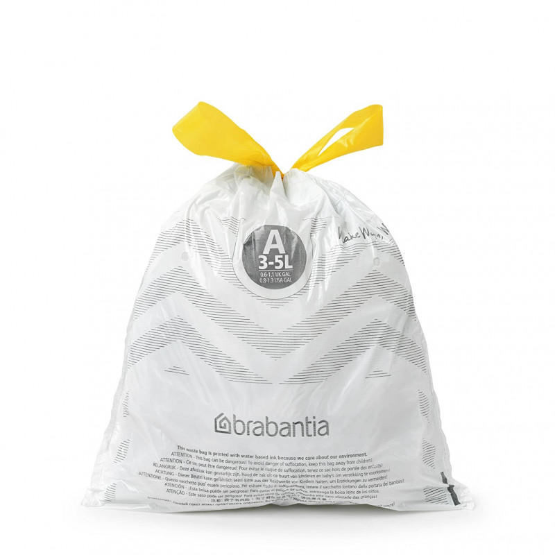 Торбички за кош Brabantia PerfectFit Sort&Go/Touch 647033, Размер A, 3-5 л, 20 броя, Бял