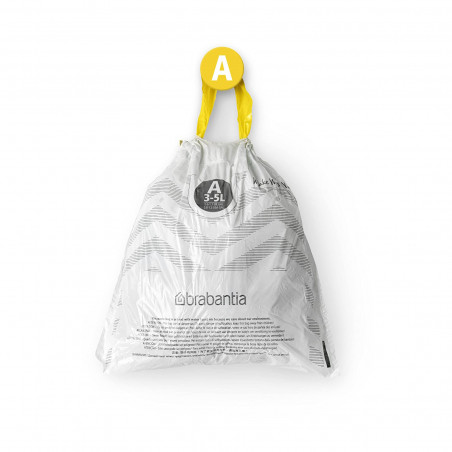 Торбички за кош Brabantia PerfectFit Sort&Go/Touch 647033, Размер A, 3-5 л, 20 броя, Бял