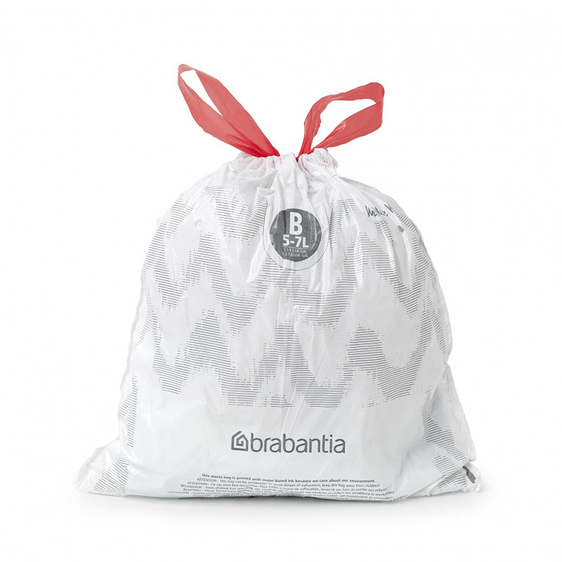 Торбички за кош Brabantia PerfectFit Slide/Paper Bin 647034, Размер B, 5-7 л, 20 броя, Бял