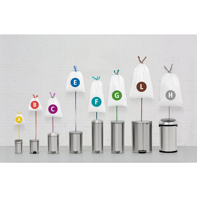 Торбички за кош Brabantia PerfectFit FlatBack+/Touch 647036, Размер L, 40-45 л, 10 броя, Бял