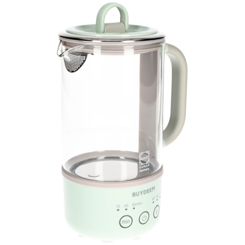 Електрическа кана BUYDEEM K314, 300W, 0.6 л, Таймер с 3 степени, 3 температурни настройки, Поддържане топло до 8 часа, Светлозелен