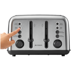 Тостер за хляб BUYDEEM DT640E, 1800W, 4 слота, 7 автоматични програми, 7 степени на препичане, LED индикатори, Тави за трохички, Високо изскачане, Инокс