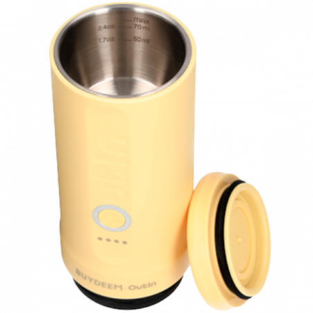 Преносима еспресо машина BUYDEEM Nano OTEM-01, 7500 mAh, 20 bar, 50 ml, 12/24V, USB и Type-C зареждане, Мляно+капсули, Жълт