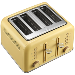 Тостер за хляб BUYDEEM DT640E, 1800W, 4 слота, 7 автоматични програми, 7 степени на препичане, LED индикатори, Тави за трохички, Високо изскачане, Жълт