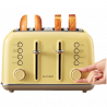 Тостер за хляб BUYDEEM DT640E, 1800W, 4 слота, 7 автоматични програми, 7 степени на препичане, LED индикатори, Тави за трохички, Високо изскачане, Жълт