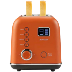 Тостер за хляб BUYDEEM DT730E, 900W, 2 слота, 9 автоматични програми, 9 степени на препичане, Иноксов корпус, LCD дисплей, LED индикатори, Самоцентриране, Таймер, Оранжев