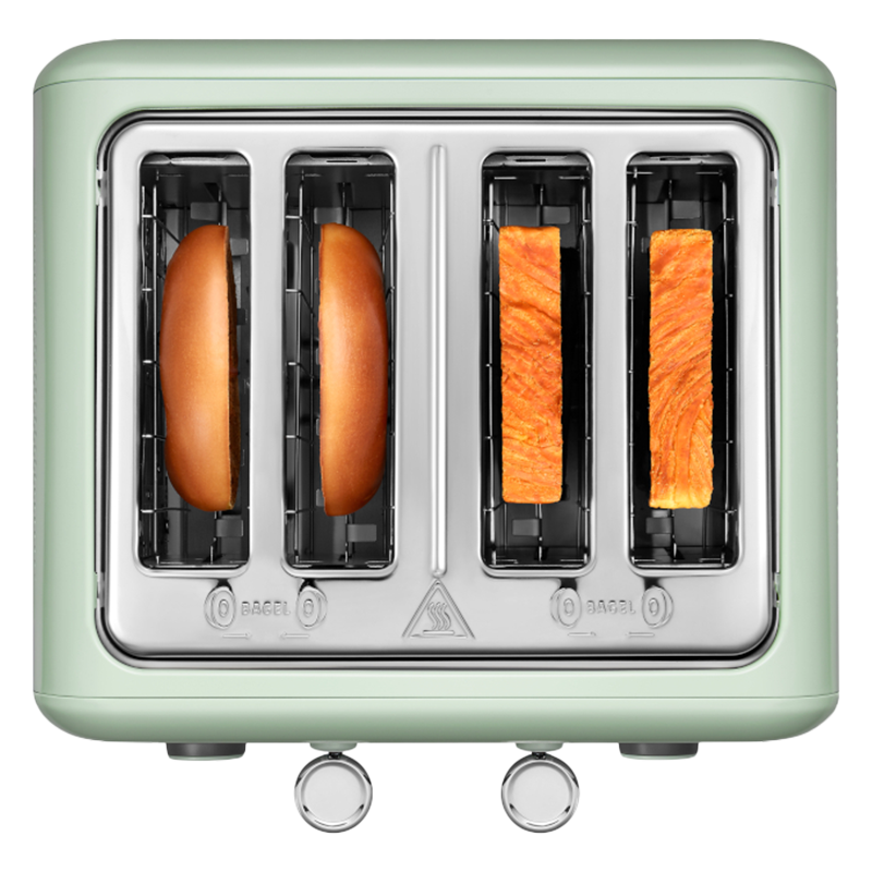 Тостер за хляб BUYDEEM DT640E, 1800W, 4 слота, 7 автоматични програми, 7 степени на препичане, LED индикатори, Тави за трохички, Високо изскачане, Зелен