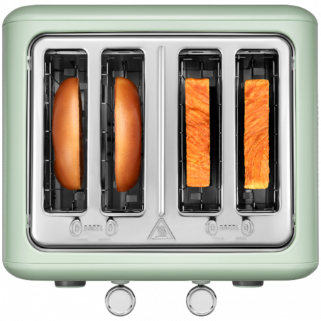 Тостер за хляб BUYDEEM DT640E, 1800W, 4 слота, 7 автоматични програми, 7 степени на препичане, LED индикатори, Тави за трохички, Високо изскачане, Зелен