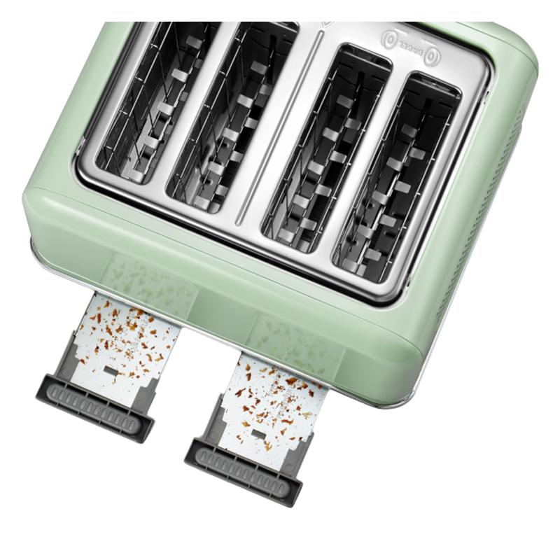 Тостер за хляб BUYDEEM DT640E, 1800W, 4 слота, 7 автоматични програми, 7 степени на препичане, LED индикатори, Тави за трохички, Високо изскачане, Зелен
