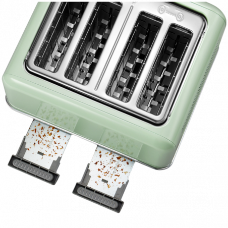 Тостер за хляб BUYDEEM DT640E, 1800W, 4 слота, 7 автоматични програми, 7 степени на препичане, LED индикатори, Тави за трохички, Високо изскачане, Зелен