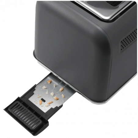 Тостер за хляб BUYDEEM DT730E, 900W, 2 слота, 9 автоматични програми, 9 степени на препичане, Иноксов корпус, LCD дисплей, LED индикатори, Самоцентриране, Таймер, Сив