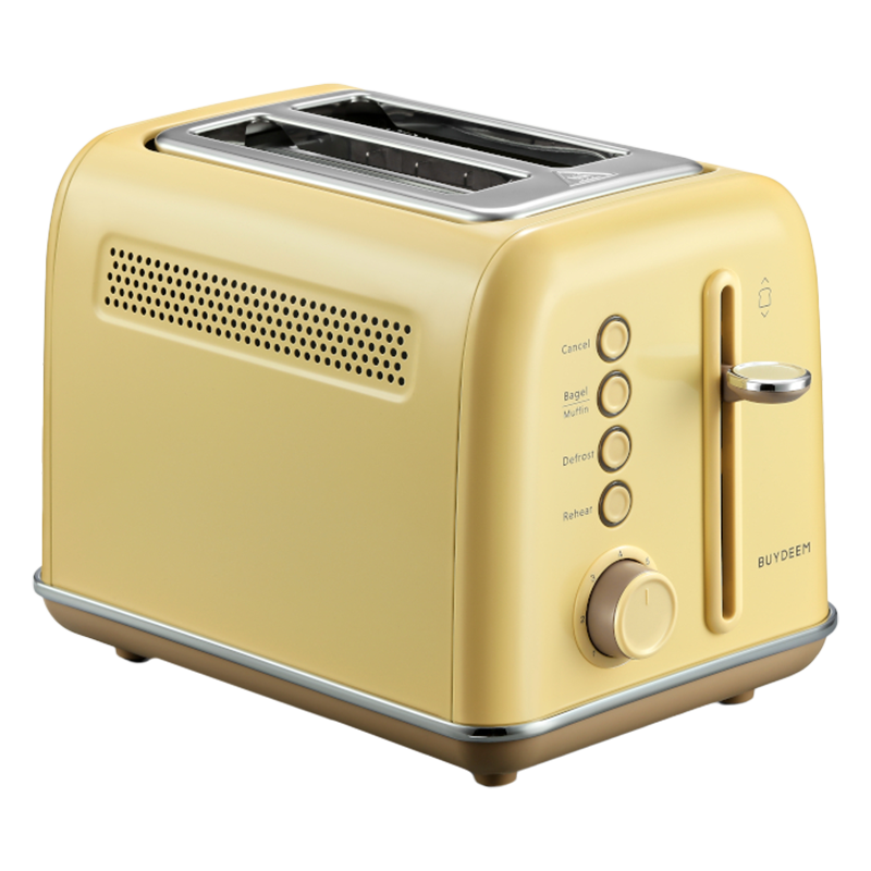 Тостер за хляб BUYDEEM DT620E, 900W, 2 слота, 7 автоматични програми и нива на препичане, LED индикатори, Тавичка за трохи, Жълт