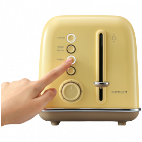 Тостер за хляб BUYDEEM DT620E, 900W, 2 слота, 7 автоматични програми и нива на препичане, LED индикатори, Тавичка за трохи, Жълт