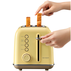 Тостер за хляб BUYDEEM DT620E, 900W, 2 слота, 7 автоматични програми и нива на препичане, LED индикатори, Тавичка за трохи, Жълт