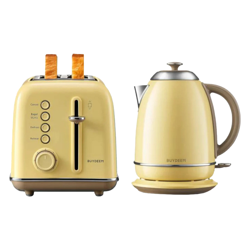 Тостер за хляб BUYDEEM DT620E, 900W, 2 слота, 7 автоматични програми и нива на препичане, LED индикатори, Тавичка за трохи, Жълт