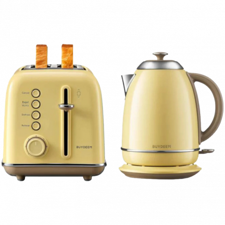 Тостер за хляб BUYDEEM DT620E, 900W, 2 слота, 7 автоматични програми и нива на препичане, LED индикатори, Тавичка за трохи, Жълт