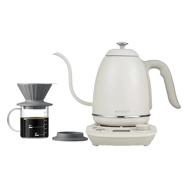 Електрическа кана Gooseneck BUYDEEM K821, 1000W, 0.8 л, Поддърждане на топло, NTC сензорна технология, LCD, Бял