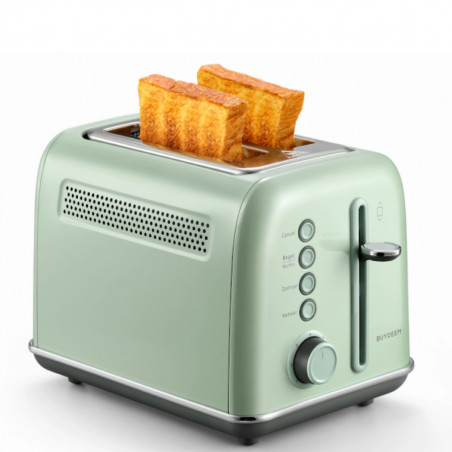 Тостер за хляб BUYDEEM DT620E, 900W, 2 слота, 7 автоматични програми и нива на препичане, LED индикатори, Тавичка за трохи, Зелен