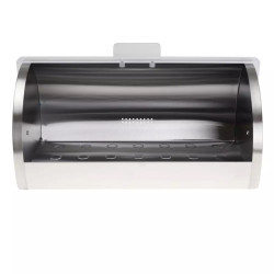 Кутия за хляб Kinghoff KH 3203, 39.5x28x18.5 см, Стомана, Полупрозрачен капак, Бял/сив