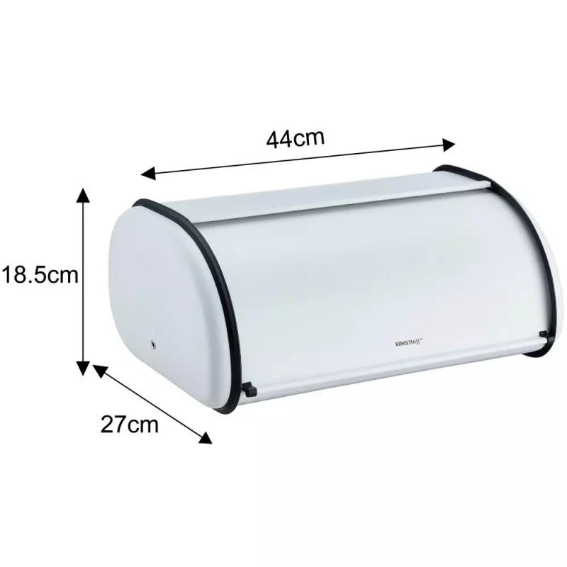 Кутия за хляб Kinghoff KH 1864, 44 см, Плавно отваряне и затваряне, Стомана, Бял