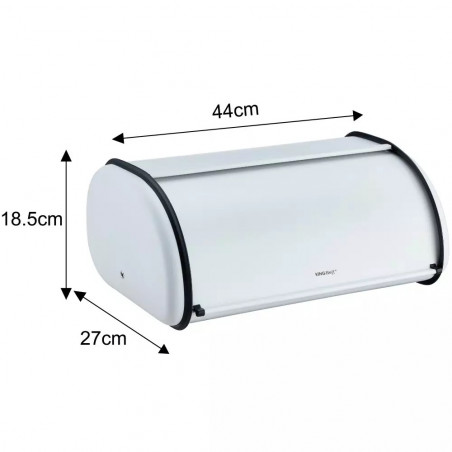 Кутия за хляб Kinghoff KH 1864, 44 см, Плавно отваряне и затваряне, Стомана, Бял