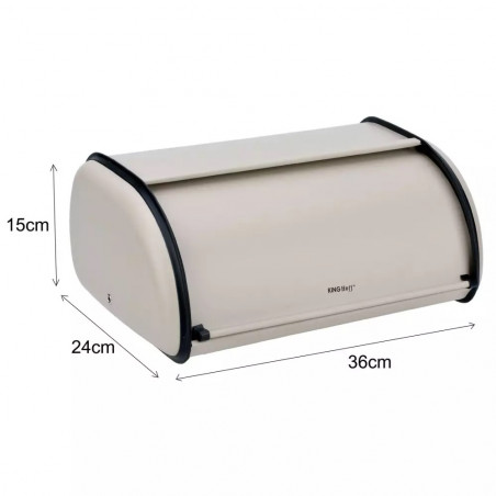 Кутия за хляб Kinghoff KH 1754, 36 см, Плавно отваряне и затваряне, Стомана, Бежов