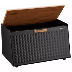 Кутия за хляб Klausberg KB 7467, 35.5 см, Стомана, Бамбук, Горен и преден капак, Черен