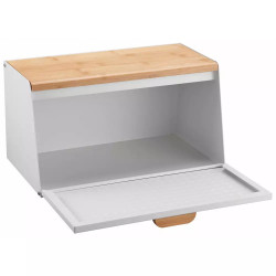 Кутия за хляб Klausberg KB 7468, 35.5 см, Стомана, Бамбук, Горен и преден капак, Бял