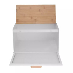 Кутия за хляб Klausberg KB 7468, 35.5 см, Стомана, Бамбук, Горен и преден капак, Бял