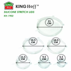 Комплект 6 бр. силиконови капаци Kinghoff KH 1902, -40 до 230°C, Плътно и херметично прилепване, Многократна употреба, Универсални, Прозрачен