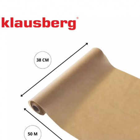 Хартия за печене Klausberg KB 7904, Ролка 50м, Ширина 38 см, -40 до 230°C, Универсална употреба, Незалепваща, Кафяв
