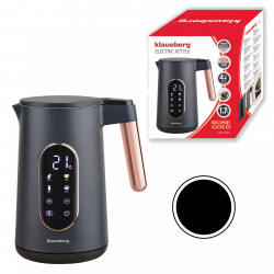 Електрическа кана Klausberg KB 7892, 2200W, 1.7 л, 13 настройки, 4 програми, LED дисплей, Въртяща се основа, Черен/Розово злато
