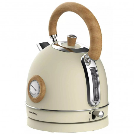 Електрическа кана с термометър Klausberg KB 7906, 2200W, 1.8 л, Индикатор за нивото на водата, Защита от прегряване, Крема