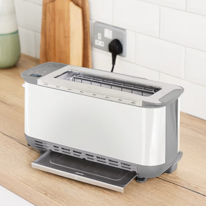 Тостер 3в1 Ninja ST200EUWH, 2400W, Грил, Преса за панини, 7 програми, Температурен контрол, Размразяване, Претопляне, Бял