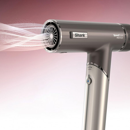 Сешоар 4в1 Shark SpeedStyle Pro FLEX HD542EU, 1750W, 4 темп. настройки, 3 скорости, Студен въздух, Йонизация, Защита на скалпа, Мока сребрист