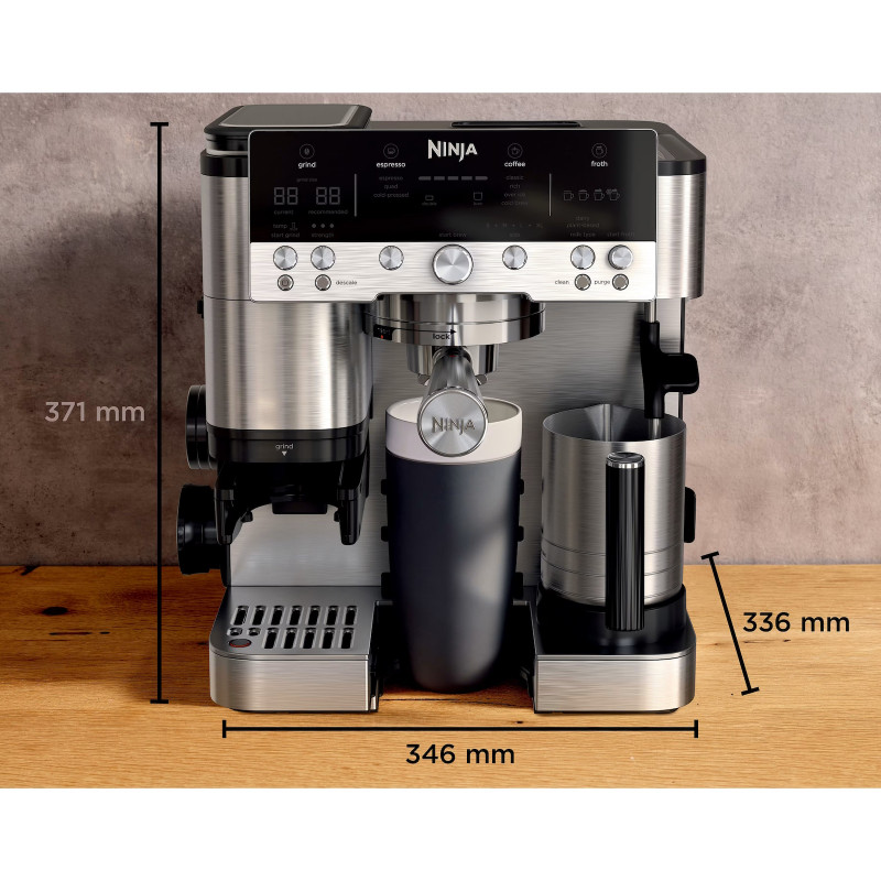 Кафеавтомат 3в1 Ninja Luxe Café Premier ES601EU, 1650W, 15 bar, 2 л, Barista Assist, Режим гореща вода, 4 режима, 3 темп. настройки, Инокс/черен