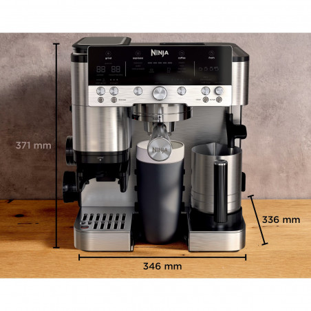 Кафеавтомат 3в1 Ninja Luxe Café Premier ES601EU, 1650W, 15 bar, 2 л, Barista Assist, Режим гореща вода, 4 режима, 3 темп. настройки, Инокс/черен