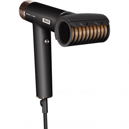 Сешоар Shark SpeedStyle Pro HD752EU, 1750W, 3 скорости, 4 темп. настройки, Автоматично настройване на темп и въздушен поток, Йонизация, Cool Shot, 5 приставки, Черен