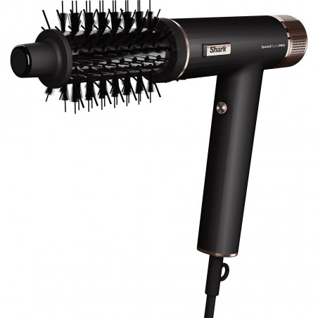 Сешоар Shark SpeedStyle Pro HD752EU, 1750W, 3 скорости, 4 темп. настройки, Автоматично настройване на темп и въздушен поток, Йонизация, Cool Shot, 5 приставки, Черен