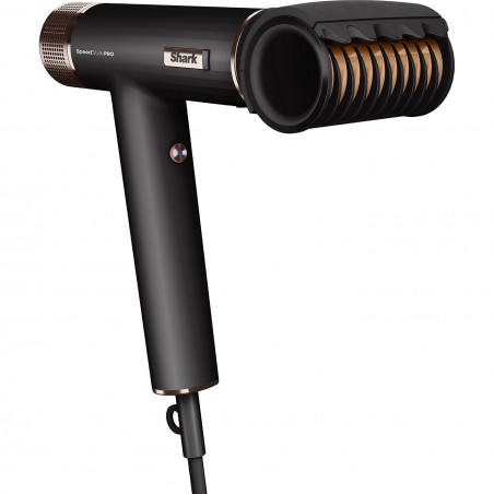 Сешоар Shark SpeedStyle Pro HD752EU, 1750W, 3 скорости, 4 темп. настройки, Автоматично настройване на темп и въздушен поток, Йонизация, Cool Shot, 5 приставки, Черен