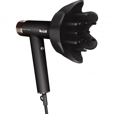 Сешоар Shark SpeedStyle Pro HD752EU, 1750W, 3 скорости, 4 темп. настройки, Автоматично настройване на темп и въздушен поток, Йонизация, Cool Shot, 5 приставки, Черен