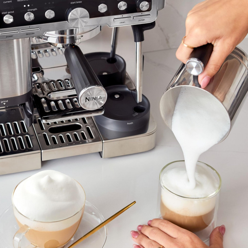 Кафеавтомат 3в1 Ninja Luxe Café Pro ES701EU, 1650W, 15 bar, 250 г, 2 л, Barista Assist, 5 настройки пяна, 9 вида еспресо, Инокс