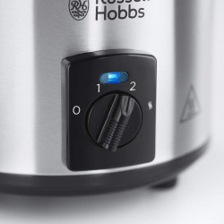 Уред за бавно готвене Slow Cooker Russell Hobbs Compact Home 25570-56, 145W, 2 л, 3 темп. настройки, Керамичен съд, Без BPA и PFAS, Черен/инокс