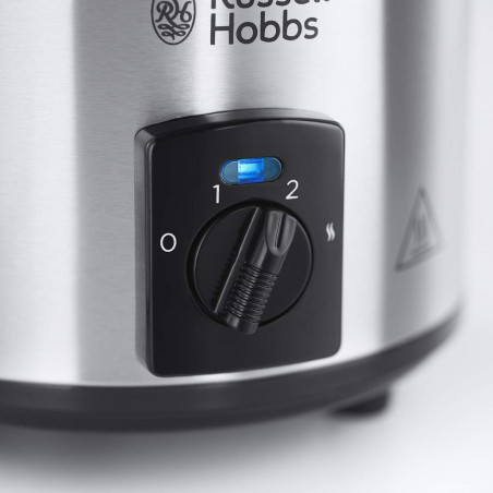 Уред за бавно готвене Slow Cooker Russell Hobbs Compact Home 25570-56, 145W, 2 л, 3 темп. настройки, Керамичен съд, Без BPA и PFAS, Черен/инокс