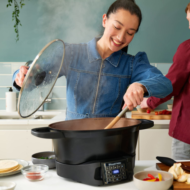 Мултикукър Russell Hobbs Good-to-Go 28270-56, 750W, 6.5 л, 8 програми, Таймер, Размразяване, Лесно почистване, Черен