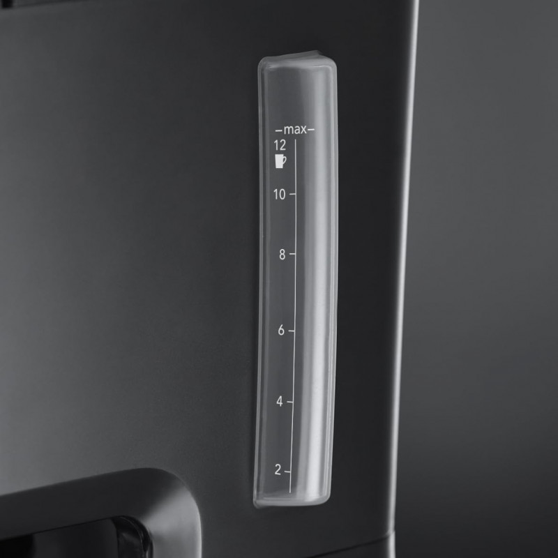 Кафемашина с вградена мелачка Russell Hobbs Victory Grind & Brew 22000-56, 1025W, 1.5 л, 250 гр, 12 чаши, Таймер, Вграден филтър, Черен/инокс