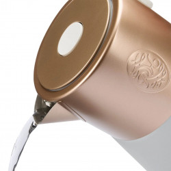 Електрическа кана Russell Hobbs Calm Kettle 27450-70, 2400W, 1.7 л, 40-100°C, Quiet Boil, Сензорни бутони, Звукови сигнали, 6 променящи се цветове, Защити, Без BPA и PFAS, Бял/златист